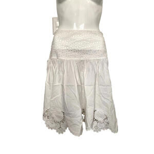 BLUMARINE White Crochet Floral Cotton Ties Skirt IT-40 US-4 Sexy Italy
